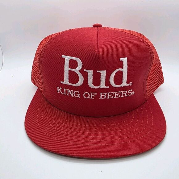 Vintage Budweiser Bud King of Beers Mesh Snapback Hat Cap - Picture 1 of 7